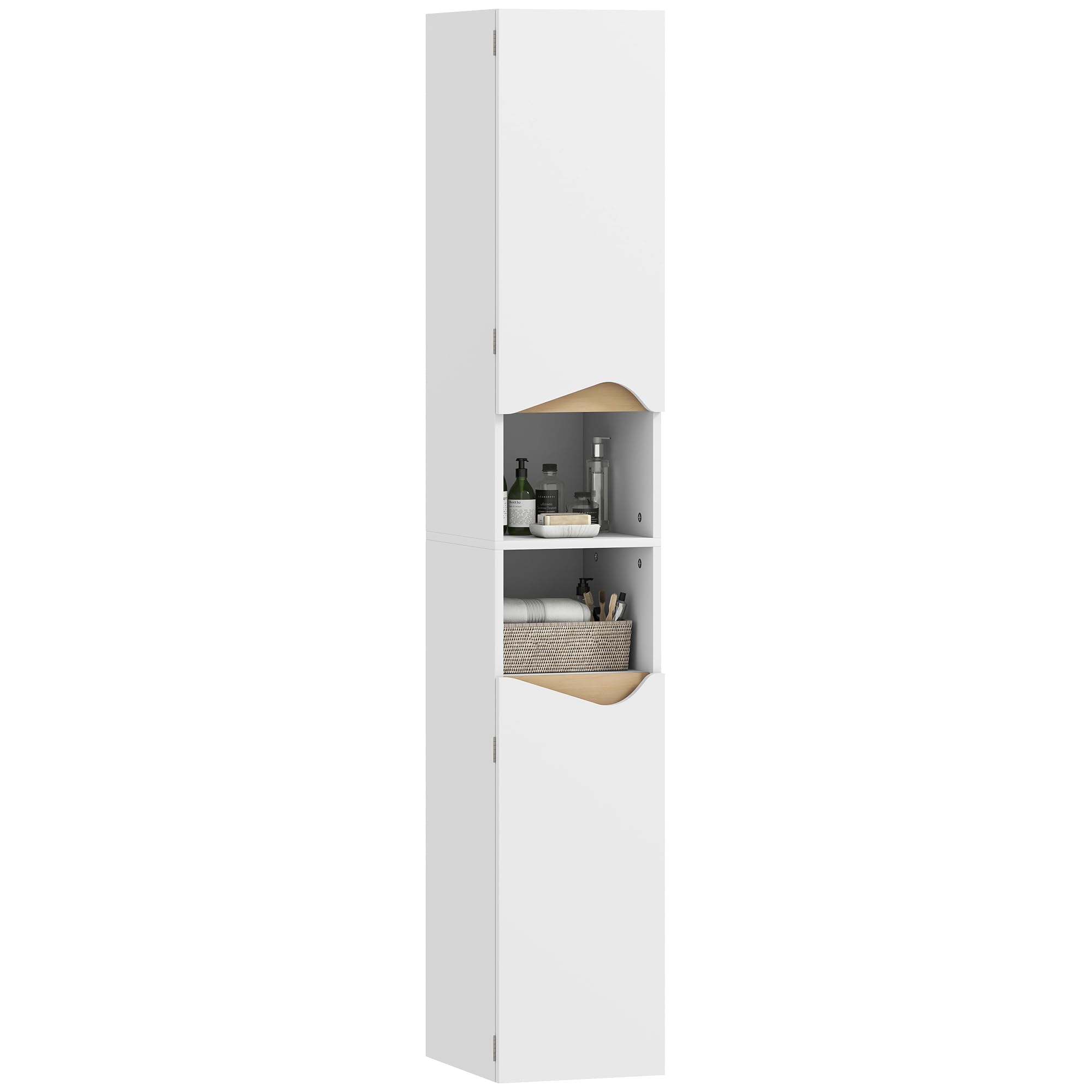 HOMCOM Tall Bathroom Cabinet, Modern Slim Storage, 30 x 35 x 181 cm, White