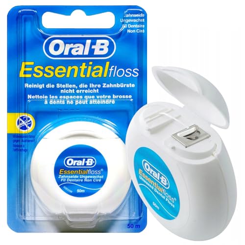 Oral-B Essential Floss Unwaxed Shred-Resistant Dental Floss 50M 1 Count