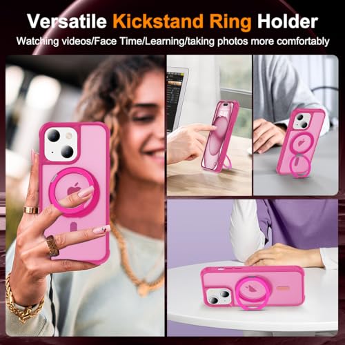 Image of Compatible with iPhone 15 Plus Case with Stand 6.7 inch,Rose Red