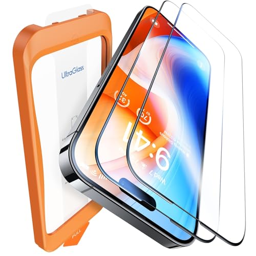 Image of UltraGlass UNBREAK TOP 9H+ Glass for iPhone 14 Pro Screen Protector [Military Grade Shatterproof & Longest Durable] Full Screen Protector 14 Pro Tempered Glass Anti-fingerprint [2024 New] 2 Pack