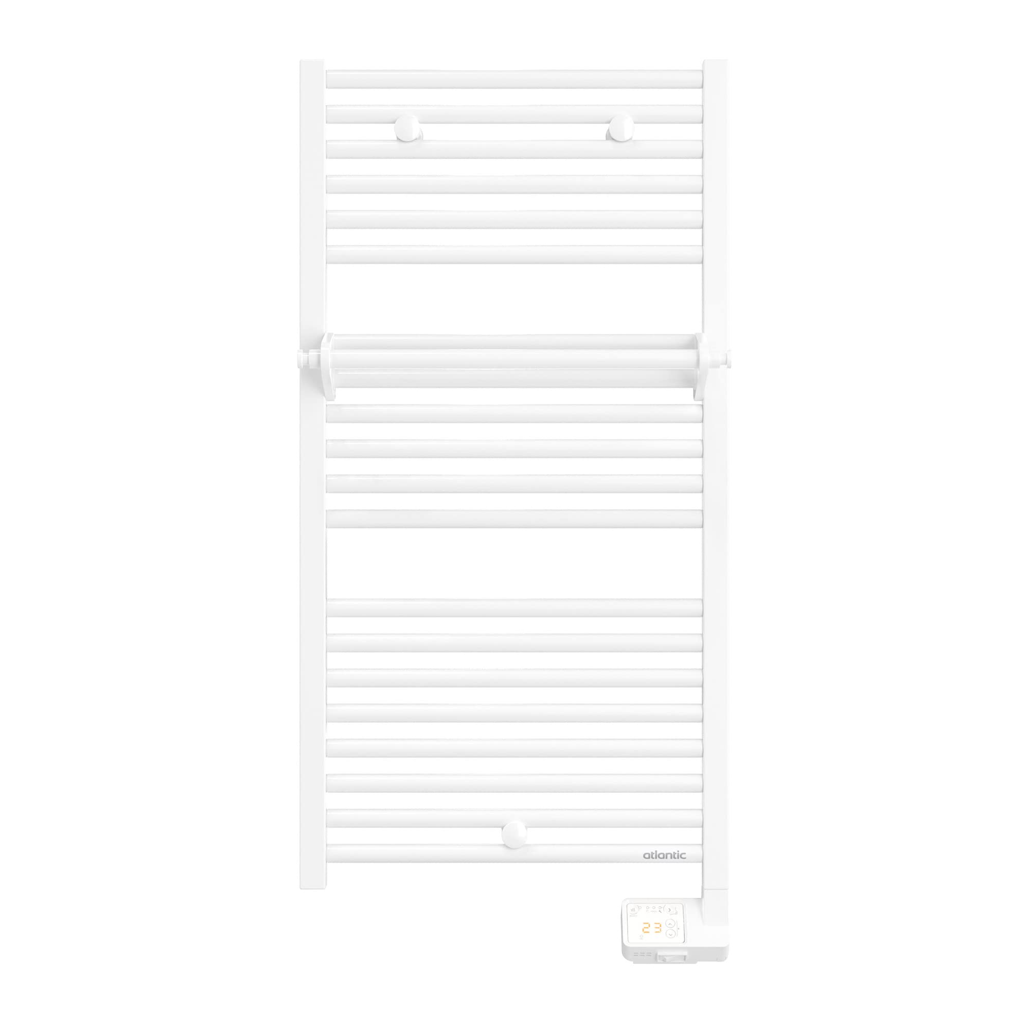 Atlantic, Radiateur sèche-serviettes électrique 2012 digital 0750W blanc, équipé d'un boîtier de commande digital et d'une barre de portage additionnelle de série