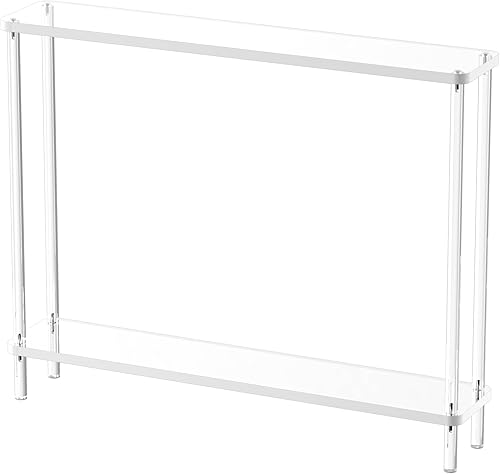 Miniatura 8 de Mesa consola estrecha de acrílico para entrada, 7.6 pulgadas de profundidad x 39.4 pulgadas de ancho x 31.5 pulgadas de alto, patas cilíndricas,