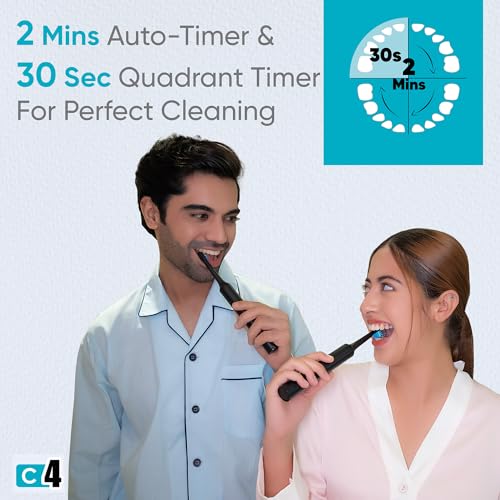Vega CareOne C4 Electric Toothbrush Rechargeable with IPX7 Waterproof, 3 Brush Head, 2 Min Auto-Timer, 60 Days Battery Life, 1 Year Warranty, 35000... - Image 6