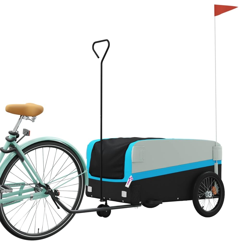 ShGaxin Remolque para Bicicleta Hierro Negro y Azul 45 kg, Remolque Bici Perro, Remolque Bicicleta De Carga - 94065