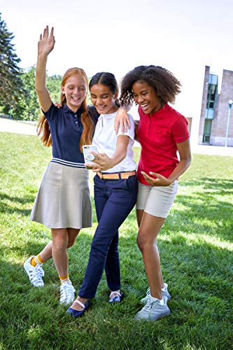 French Toast Girls Size Short Sleeve Interlock Polo With Picot Collar, Navy, X-Large/18/20/Plus #TOP5