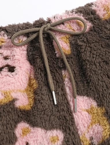 Image of ZAFUL Women's Fuzzy Plush Pajama Pants Wide Leg Pj Bottoms Lounge Pants