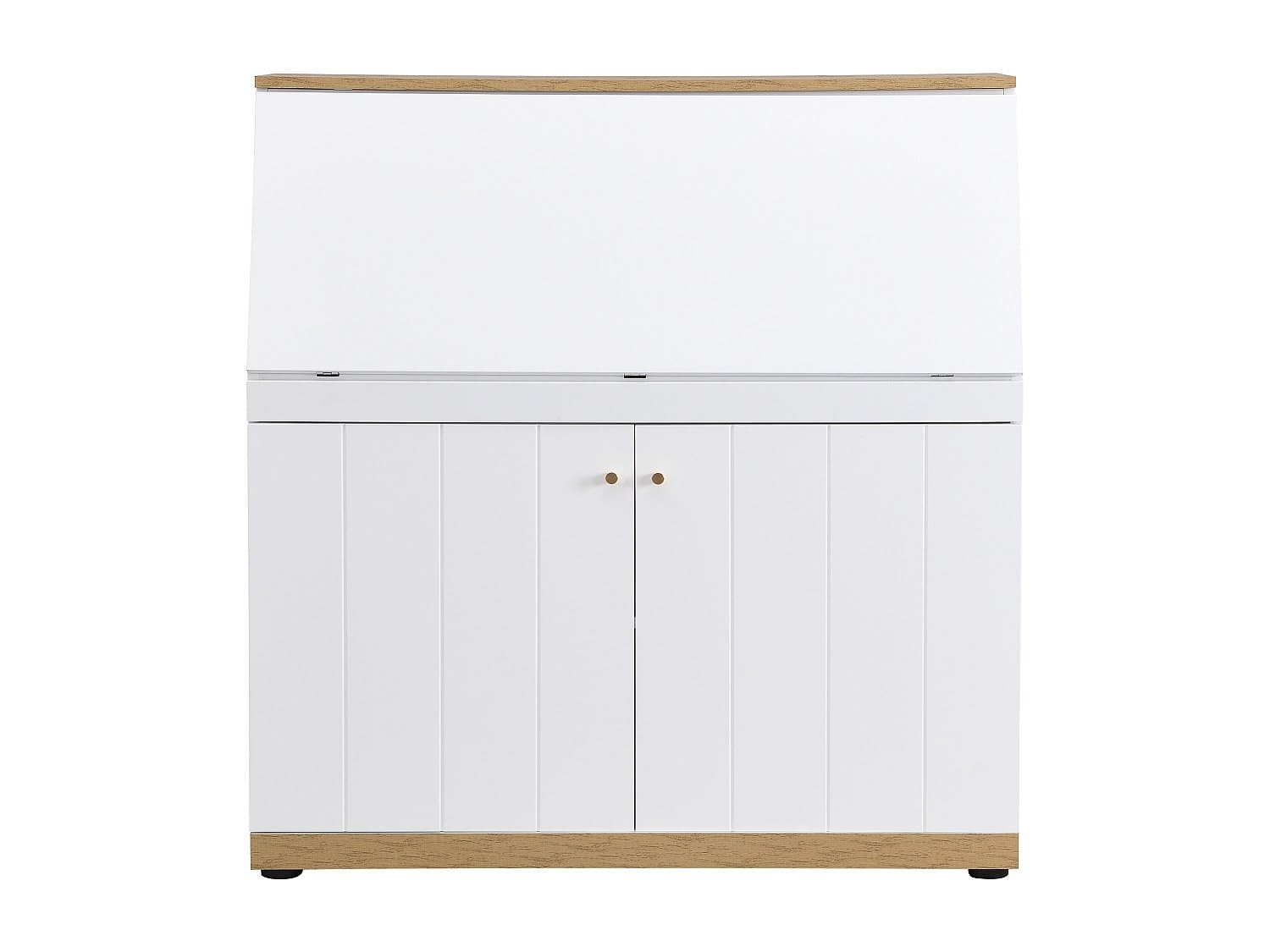 Vente-unique - Segretario – MDF – Colore: bianco e naturale – Dutasi – con stoccaggio