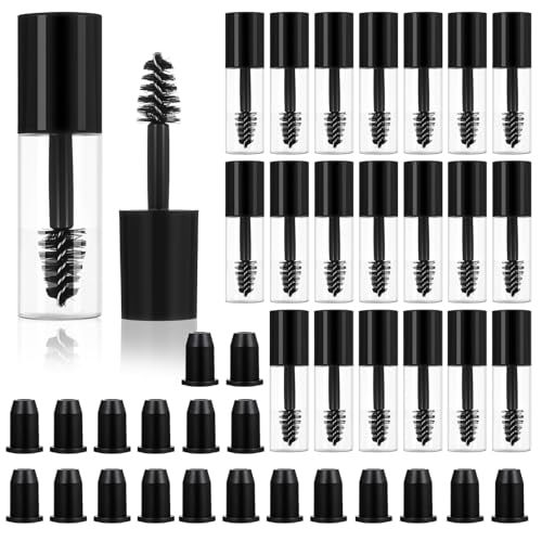20 PCS Empty Mascara Tube with Eyelash Wand 3ml Mini Empty Mascara Bottles with Brush Rubber Inserts for Castor Oil Small Sample Size Eyelash Growth packing Tube Container for Home and Travel