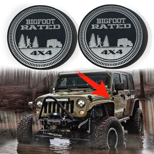 Factotum MotorSports Custom Emblem for Bigfoot Rated Jeep Style Fender Badge, Matte Black