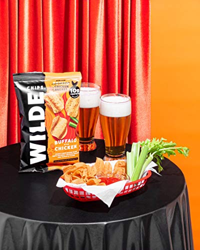 Buffalo Chicken Chips by Wilde Chips, Thin and Crispy, High Protein, Keto Certified, Made with Real Chicken, 2.25oz Bag (3 Count)