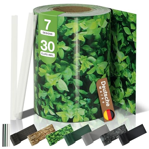 BooGardi PVC Sichtschutzstreifen Sichtschutz Zaun 19 cm x 35 m Buchsbaum 1 Rolle 450 g/m inkl. 30 Clips Zaunblende für Doppelstabmattenzaun & Stabmattenzaun Blickdicht & wetterfest