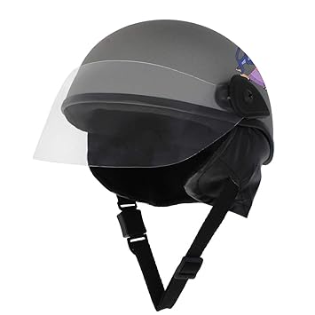 Western Era Stylish Open Face Helmet for Kids || Baby Safety & Comfort (3-12 Years) (Cartoon1, Siver Matte)