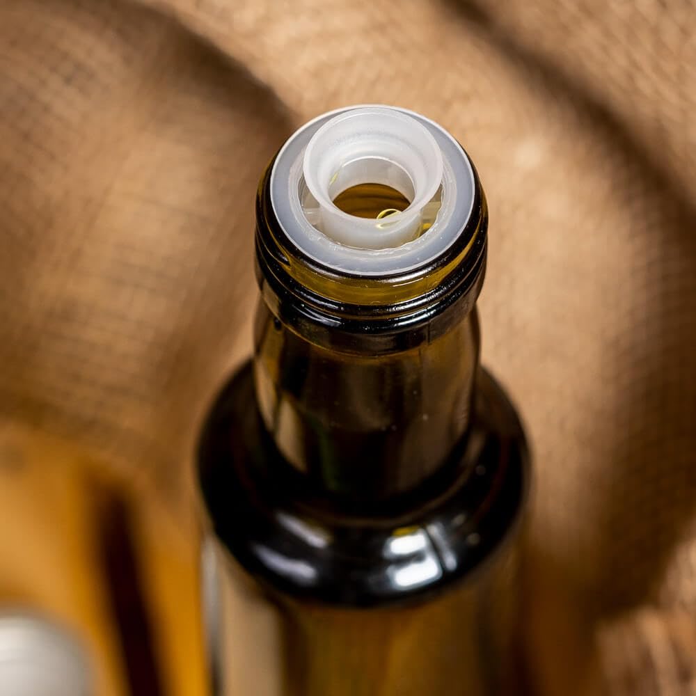 Szklana butelka Dorica 250 ml z dozownikiem – na oliwę z oliwek, olej i wino (50, szkło oliwkowe)