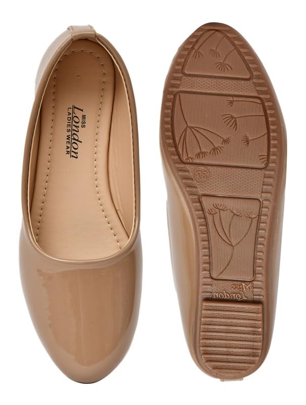 Image of MISS London Women's Bellies | Patent Leather Flats for Casual & Office Wear | Stylish & Comfortable | TPC Sole