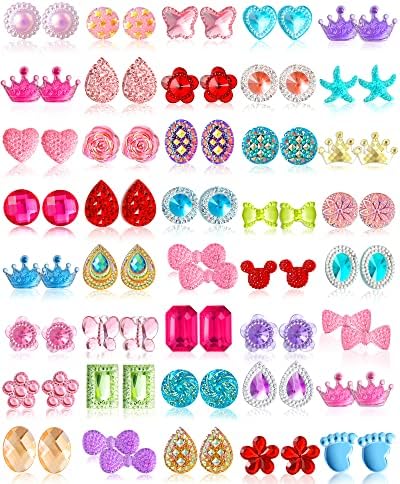 Kids Clip On Earrings for Girl 30/40 Pairs Hypoallergenic Bling Jewelry Clip On Earrings for Kids Cute Animal Clip on Earrings Set for Teens Girls Party Favor