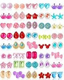 Kids Clip On Earrings for Girls 20/30 Pairs Hypoallergenic Clip on Earrings for Kids Cute Animal Earrings for Little Girls Toddlers Jewelry Set Party Favor Gift (40 Pairs)