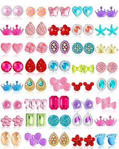 Image of Kids Clip On Earrings for Girls 20 /30 /40 Pairs Hypoallergenic Clip on Earrings for Kids Cute Animal Earrings for Little Girls Jewelry Set Party Favor Gift