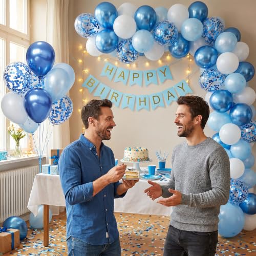 Image of Blue Balloons Arch Kit,130pcs Blue and White Balloon Garland