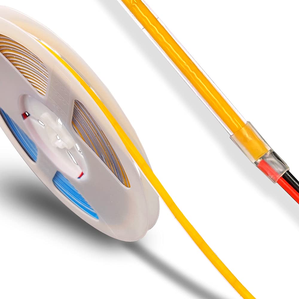 weisuansz DC 12V/24V 5MM PCB COB LED Strip 400LEDs/M UHB Premium High Brightness Flexible High Density Chips CRI 90+ Warm Natural White Light 5Meters Indoor Outdoor (Warm Light 3000K, DC 24V)