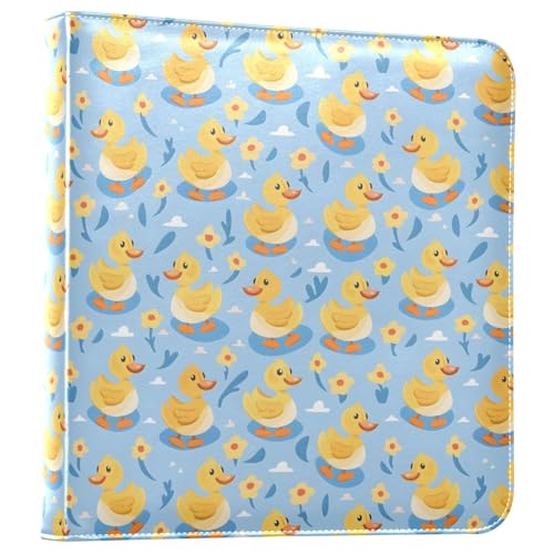 JIPONI Litlle Cute Ducks Large Photo Album, DIY Leather Cover Scrapbook Albums for 4x6 5x7 6x8 Pictures, Self Adhesive Memory Book for Wedding, Baby, Family
