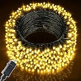 Meision Łańcuch świetlny na zewnątrz, 30 m, 300 diod LED, łańcuch świetlny z 8 trybami pracy, timer, funkcja pamięci, IP44, wodoszczelny, na balkon, do ogrodu, na imprezę, ciepła biel
