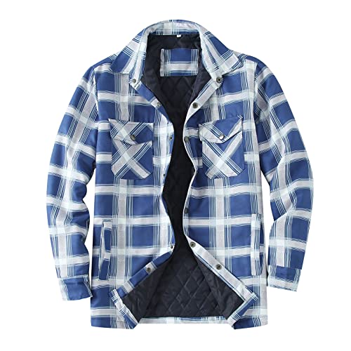 Mens Jacket Plaid Thick Fall Winter Windbreaker Retro Trendy Lapel Coat - image 2