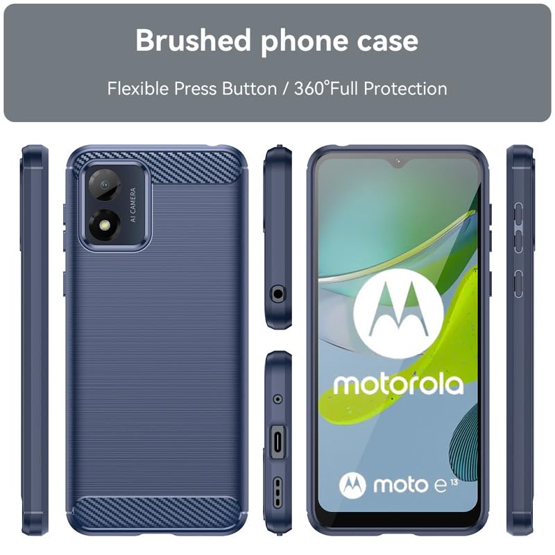 Image of Hybrid Carbon Fiber Back Case for Moto E13 (Blue)