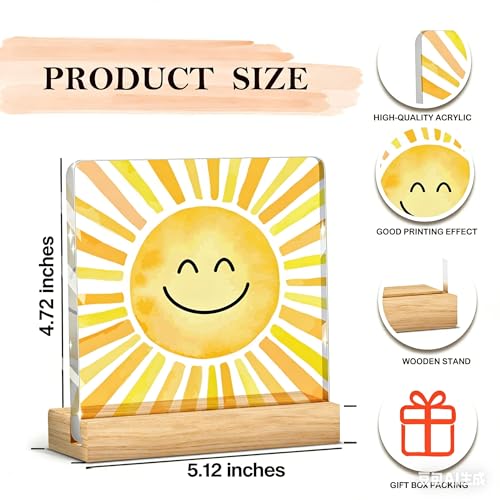 Image of Sun Decor Sunshine Gifts Inspirational Office Supplies Human Sunshine Gift Decor Sign Motivational Appreciation Gifts for Teacher Coworker Doctor Cubicle Accessories Home Table Decorations