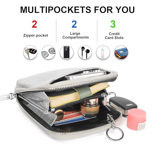 Image of befen Genuine Leather Crossbody Cell Phone Purse for Women, Small Zip Around RFID Blocking Crossbody Wallet Bags