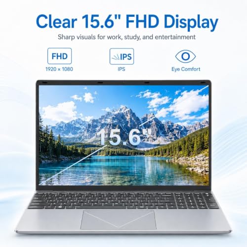 Image of 15,6 inch Laptop 16GB RAM 512GB SSD Celeron N5095 Quad-Core, Laptop Computer Support Fingerprint, Backlit Keyboard, 180Viewing, WiFi5, Bluetooth4.2, USB3.0, Notebook PC for Business & Students