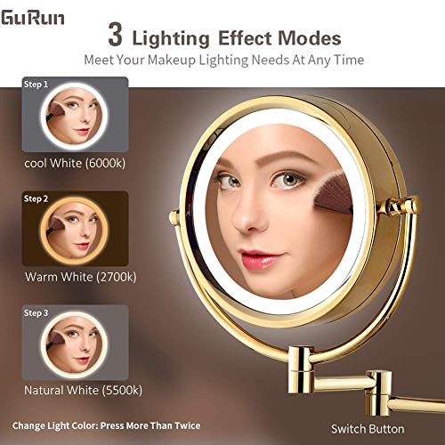 Espejo de Maquillaje GURUN con Luz LED y Aumento 10X miniatura 3