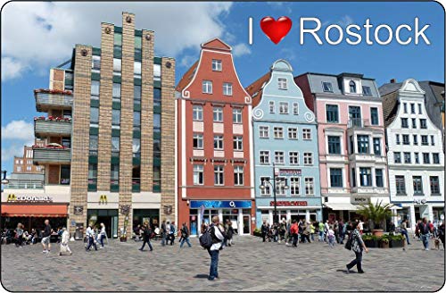 Cadora Magnetschild Kühlschrankmagnet I Love Rostock III