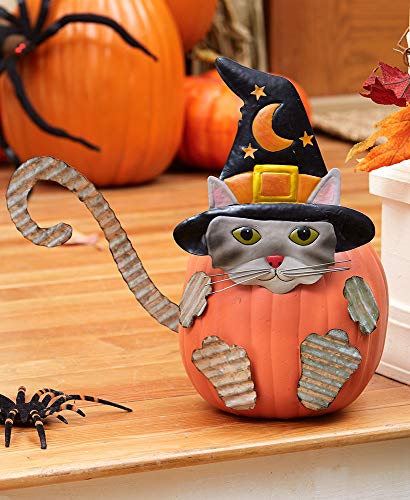 Halloween Cat Carve-Free Metal Pumpkin Stakes - No Mess Decorations - 6 Pieces