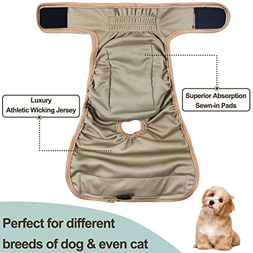 Grecle Washable Female Dog Diapers - Premium Reusable Diapers For Doggie In Heat - Highly Absorbent Dog Diapers Female For Pet Incontinence With Adjustable Snaps (Morandi, S) #TOP4