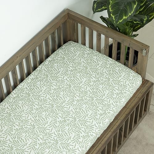 Image of Dreamology Standard Muslin Crib Sheets, Soft,100% Cotton Muslin Crib Sheet | 1 Pack, Baby Crib Sheet Girls, Boys, 100% Cotton Crib Sheets Fitted, 52x28 Crib Mattress Sheets, Muslin sheets | Leaves