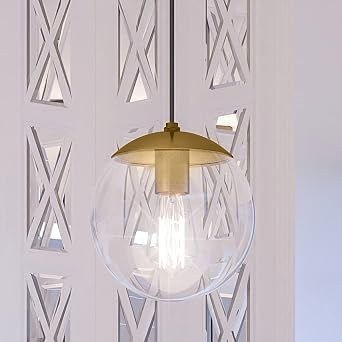 Luxury Minimalist Pendant, Small Size 8.75H x 8W, with Modern Farmhouse Style Elements, Brushed Bronze Finish, UHP4011, Canton Collection