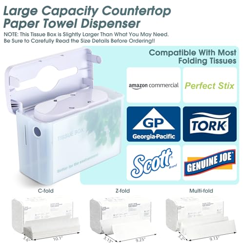 DUTYWORKS Paper Towel Dispenser Countertop - Large Capacity Dispenser & Single Sheet Design for Home, Office, or a Small Business Environment