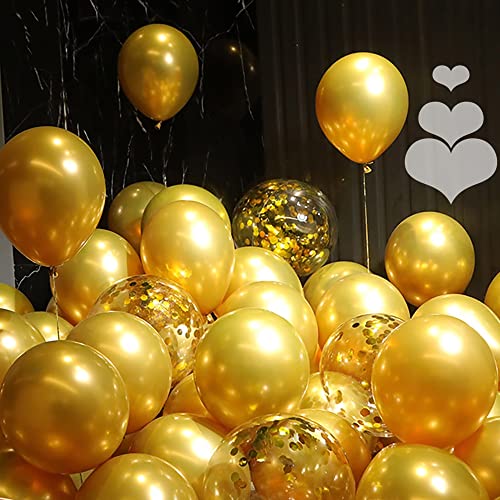 Image of 12 inch Metallic Gold Balloons, 60 pcs Thick Chrome Gold Balloons Latex Balloons for Party Decorations (12inch Gold)