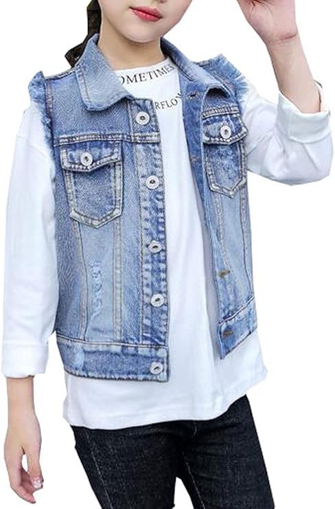 MYtodo Girls Denim Vest Kids Cotton Sleeveless Jean Jacket Outwear2