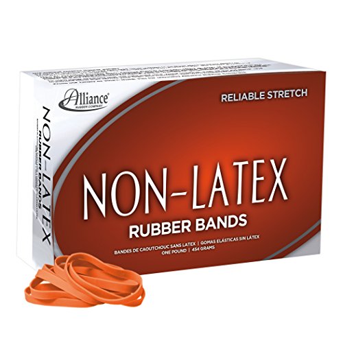 Alliance Rubber 37646#64 Non-Latex Rubber Bands, 1 Lb Box Contains Approx. 380 Bands (3 1/2" X 1/4", Orange) #TOP1