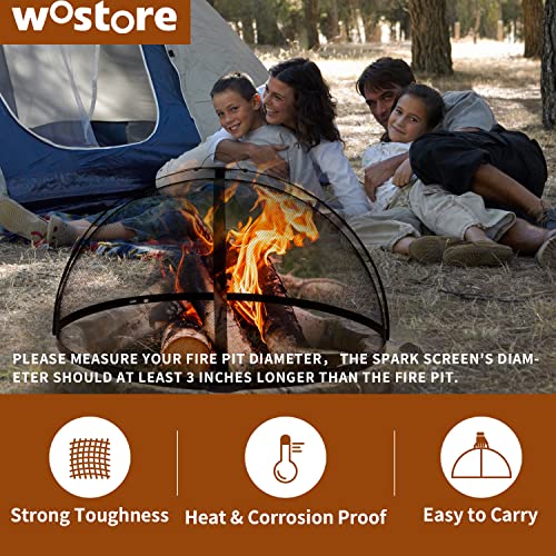 Fire Pit Spark Screen Cover Accessory Easy-Opening Outdoor Backyard Heavy-Duty Round Fire Mesh Screen Guard Hinged Door-24 Inch #TOP4