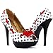 SHOW STORY White Black Ribbon Accent Red Bow Multi Colored Shoes,LF30421WT40,9US,White