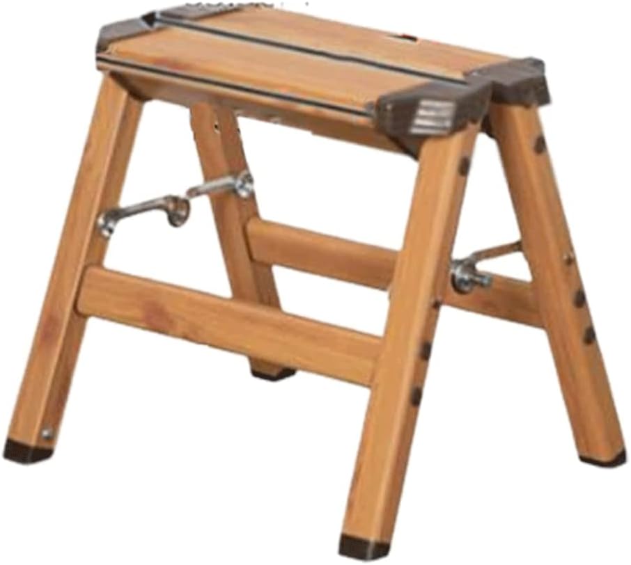 Folding Ladder Wooden Step Stool Safer and Stronger Telescoping Ladders for Home Step Ladders 150kg/330lb Step Ladder