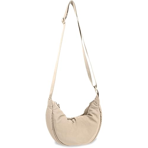 Small Nylon Crescent Crossbody Purses Bag for Women Men Trendy,Travel Sling Bag