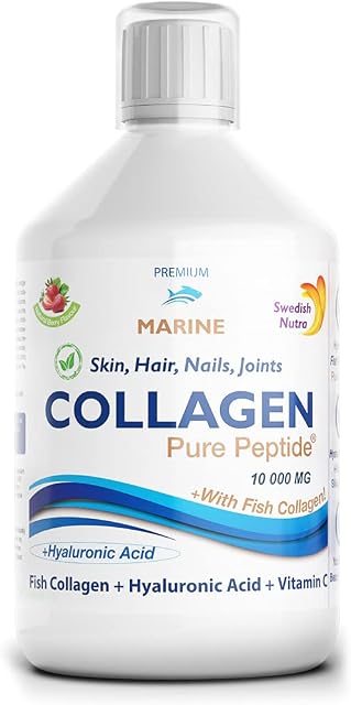 Swedish Nutra Ready to Drink Marine Collagen 10,000Mg Per Serving, Hyaluronic Acid, Healthy Skin, Hair, Nails & Joints, Berry Flavour, Liquid Offers Superior Absorption Than Powder, Pills & Capsules