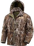 NEW VIEW Camo Hunting Jackets for Men, Warm Fleece Lined Hunting Jacket with Hood, Quiet Water Resistant Hunting Clothes, Nv Camo Tree, X-Large