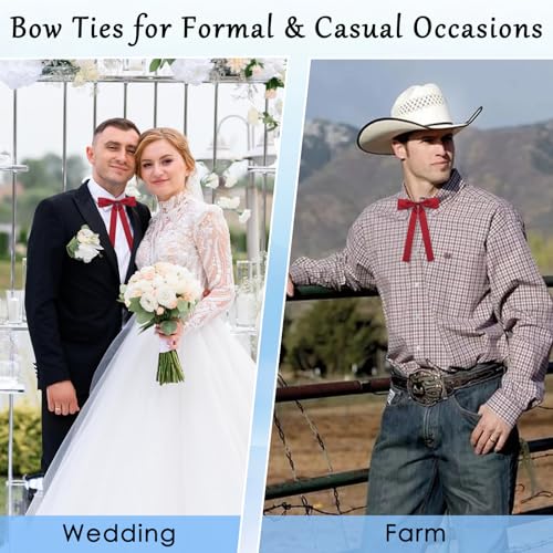 Image of Luckyvestir Mens Bow Tie, Western Ties for Men, Black Bowtie for Women, String Colonel Ribbon Tie for Party Prom Wedding