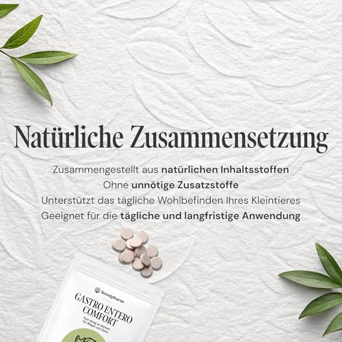 Gastro Entero Comfort 250 mg - Durchfall & Erbrechen bei Katzen, kleinen Hunden, Meerschweinchen & Kaninchen – pflanzliches Nahrungsergänzungsmittel für Magen & Darm – 90 Tabletten - Sensipharm
