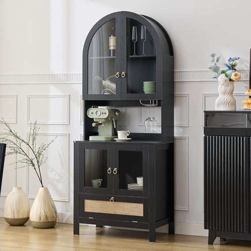 TYBOATLE 75'' Tall Arched Pantry Cabinet w/Accessible Storage Area, China