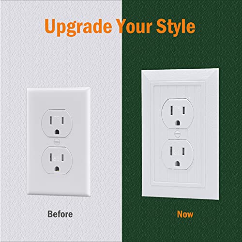CML Classic Duplex Wall Plate, 1-Gang Vintage Outlet Covers, 10 Pack Retro Wood Grain Design White Switch Plates, Standard Size 3.15”X 4.87”, Impact Resistant